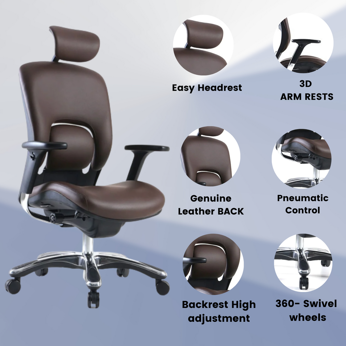 Genuine Leather Executive Chair by GM Seating Ergolux ERGOLUXSEATING.COM