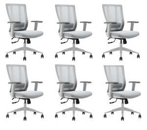 Bitchair Ergonomic Mesh Conference Room Chair - Adjustable Lumbar Support Computer Desk Chair with Height Adjustable Arms - Seat Depth Adjustable Executive Home Office Chair - (Gray) (Pack of 2)