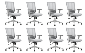 Bitchair Ergonomic Mesh Conference Room Chair - Adjustable Lumbar Support Computer Desk Chair with Height Adjustable Arms - Seat Depth Adjustable Executive Home Office Chair - (Gray) (Pack of 2)