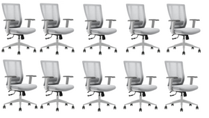 Bitchair Ergonomic Mesh Conference Room Chair - Adjustable Lumbar Support Computer Desk Chair with Height Adjustable Arms - Seat Depth Adjustable Executive Home Office Chair - (Gray) (Pack of 2)