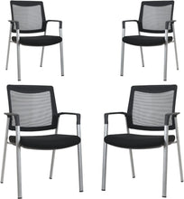 Load image into Gallery viewer, GM Seating Ever Guest Chair - Mesh Back Stacking Chairs with Fabric Seat - Ergonomic Chair with Lumber Support for Home Office School Church - Comfortable Reception Chairs - Black (Pack of 2)