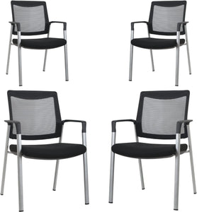 GM Seating Ever Guest Chair - Mesh Back Stacking Chairs with Fabric Seat - Ergonomic Chair with Lumber Support for Home Office School Church - Comfortable Reception Chairs - Black (Pack of 2)