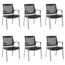 Load image into Gallery viewer, GM Seating Ever Guest Chair - Mesh Back Stacking Chairs with Fabric Seat - Ergonomic Chair with Lumber Support for Home Office School Church - Comfortable Reception Chairs - Black (Pack of 2)