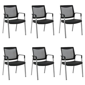 GM Seating Ever Guest Chair - Mesh Back Stacking Chairs with Fabric Seat - Ergonomic Chair with Lumber Support for Home Office School Church - Comfortable Reception Chairs - Black (Pack of 2)