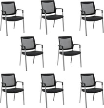 Load image into Gallery viewer, GM Seating Ever Guest Chair - Mesh Back Stacking Chairs with Fabric Seat - Ergonomic Chair with Lumber Support for Home Office School Church - Comfortable Reception Chairs - Black (Pack of 2)