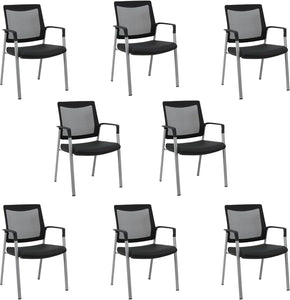 GM Seating Ever Guest Chair - Mesh Back Stacking Chairs with Fabric Seat - Ergonomic Chair with Lumber Support for Home Office School Church - Comfortable Reception Chairs - Black (Pack of 2)