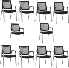 Load image into Gallery viewer, GM Seating Ever Guest Chair - Mesh Back Stacking Chairs with Fabric Seat - Ergonomic Chair with Lumber Support for Home Office School Church - Comfortable Reception Chairs - Black (Pack of 2)