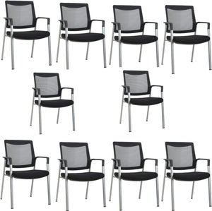 GM Seating Ever Guest Chair - Mesh Back Stacking Chairs with Fabric Seat - Ergonomic Chair with Lumber Support for Home Office School Church - Comfortable Reception Chairs - Black (Pack of 2)