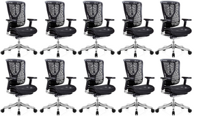 GM Seating Ergobilt High-Back Ergonomic Office Chair - Large Mesh Chair with Lumbar Support & Adjustable Armrest - Swivel Computer Desk Chair with Height adjustable backrest - Aluminum base – Black