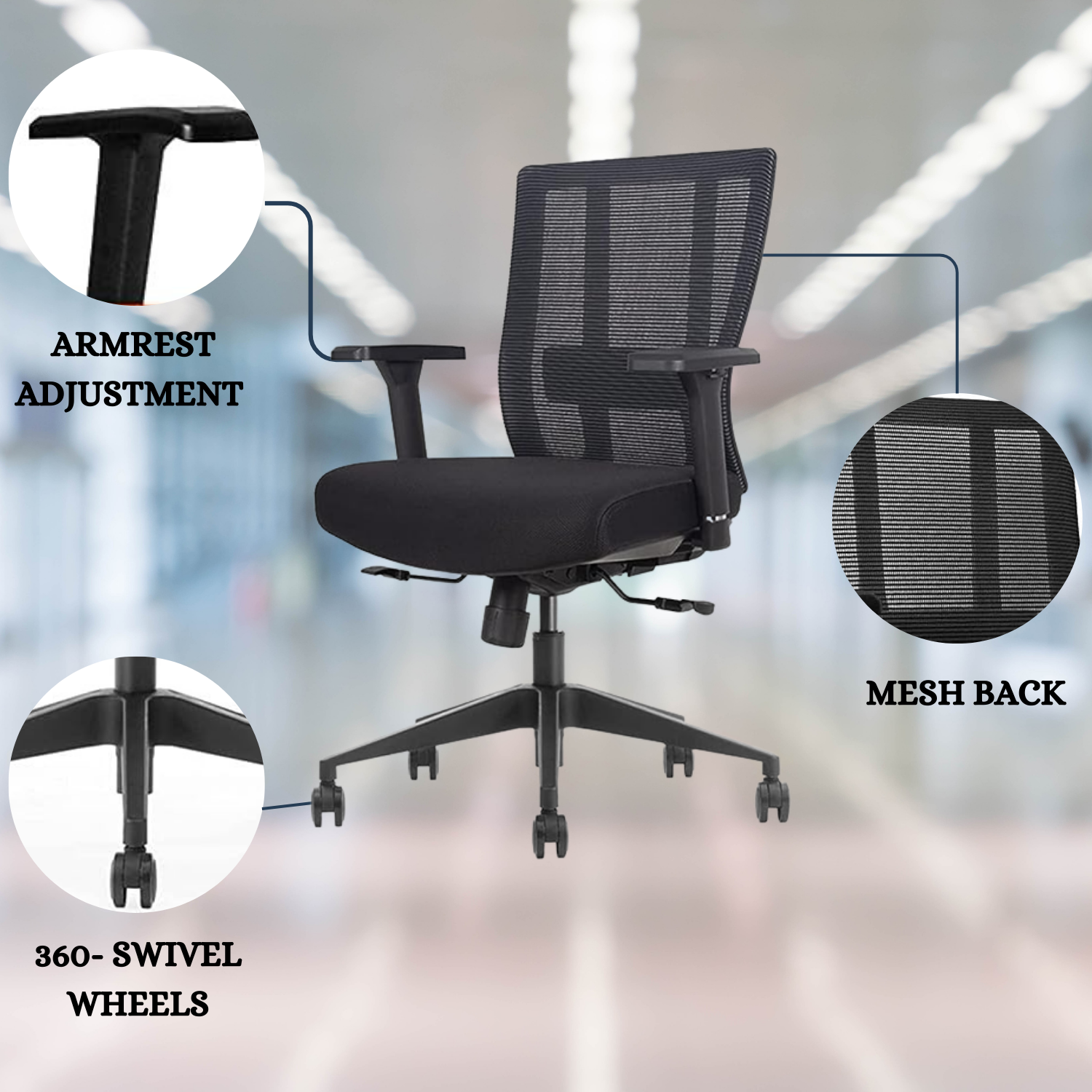 Adjustable depth discount office chair