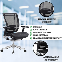 Load image into Gallery viewer, GM Seating Enklave Ergonomic Office Chair - Mesh Hi Back Executive Desk Chair - Adjustable Lumber support &amp; Backrest - Chrome Base with Headrest &amp; Seat Slide - Modern Comfortable Desk Chair for Home and Office - Black