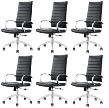 Load image into Gallery viewer, GM Seating Ribbed Mid-Back Desk Chair - High Back Lumbar Support, Modern Style Executive chair for Home and Office - 360 Swivel Rolling Wheels - Aluminum Chrome Frame &amp; Base - Black