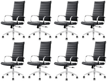 Load image into Gallery viewer, GM Seating Ribbed Mid-Back Desk Chair - Lumbar Support, Modern Style Executive chair for Home and Office - 360 Swivel Rolling Wheels - Aluminum Chrome Frame &amp; Base - Black