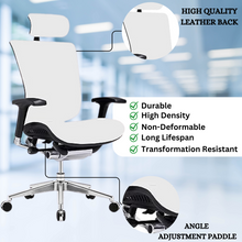 Load image into Gallery viewer, GM Seating Dreem Genuine Leather Ergonomic Office Chair - Lumbar Support, Modern Style Executive chair for Home and Office - Comfortable Desk Chair with Headrest, Seat Slide, Ratchet Back, 4D Adjustable Armrest