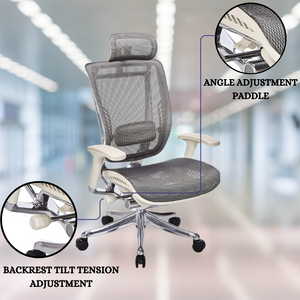 GM Seating Enklave XL Gray Mesh Executive Hi Swivel Chair