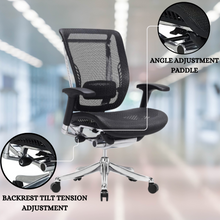 Load image into Gallery viewer, GM Seating Enklave Ergonomic Office Chair - Mesh Hi Back Executive Desk Chair - Adjustable Lumber support &amp; Backrest - Chrome Base with Headrest &amp; Seat Slide - Modern Comfortable Desk Chair for Home and Office - Black