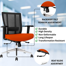 Load image into Gallery viewer, GM Seating Bitchair Ergonomic Mesh Office Chair - Adjustable Lumbar Support Computer Desk Chair with Height Adjustable Arms - Seat Depth Adjustable Executive Office Chair -  Black (Tangerine)