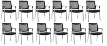 Load image into Gallery viewer, GM Seating Ever Guest Chair - Mesh Back Stacking Chairs with Fabric Seat - Ergonomic Chair with Lumber Support for Home Office School Church - Comfortable Reception Chairs - Black (Pack of 2)