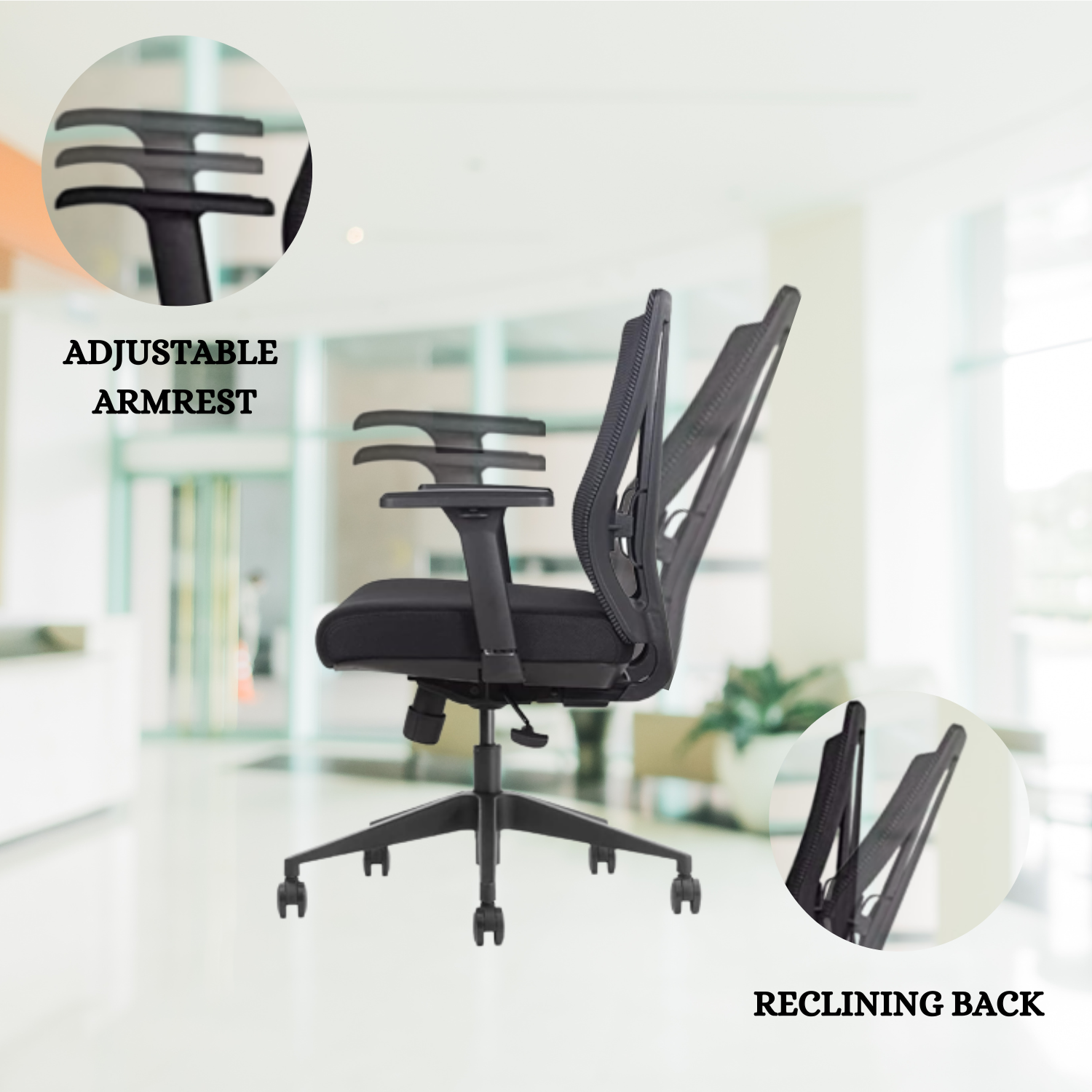 Ergonomic Office Chair Mesh Back (Black) –
