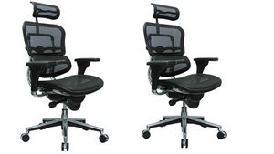 Ergohuman High Back Swivel Chair with Headrest, Black Mesh & Chrome Base