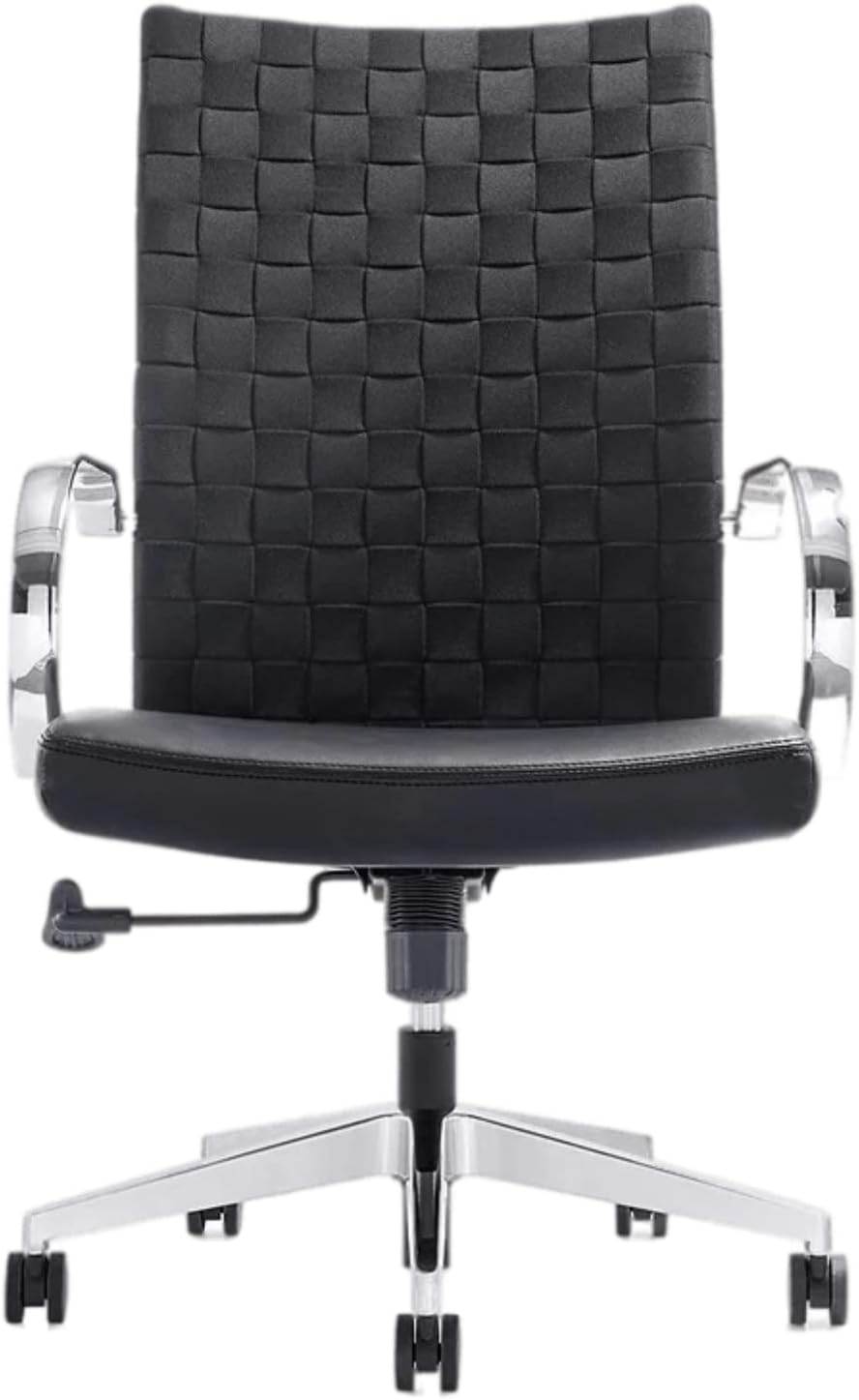 Weeve Conference Room Chairs - High Back Adjustable Swivel Desk Chair for Home or Office - Leather Office Chair with Aluminum Arms & Base, Ergonomic Design, Comfortable Seating – Black