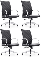 Load image into Gallery viewer, GM Seating Weeve Office Chair - High-Back Adjustable Swivel Desk Chair for Home or Office - Leather Executive Office Chair with Aluminum Arms &amp; Base - Black