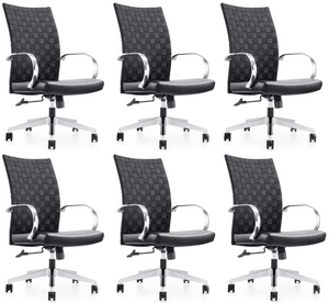 GM Seating Weeve Office Chair - High-Back Adjustable Swivel Desk Chair for Home or Office - Leather Executive Office Chair with Aluminum Arms & Base - Black