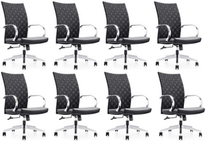 GM Seating Weeve Office Chair - High-Back Adjustable Swivel Desk Chair for Home or Office - Leather Executive Office Chair with Aluminum Arms & Base - Black