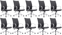 Load image into Gallery viewer, GM Seating Weeve Office Chair - High-Back Adjustable Swivel Desk Chair for Home or Office - Leather Executive Office Chair with Aluminum Arms &amp; Base - Black