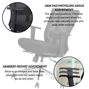 GM Seating Bitchair Ergonomic Mesh Office Chair - Adjustable Lumbar Support Computer Desk Chair with Height Adjustable Arms - Seat Depth Adjustable Executive Office Chair -  (Black)