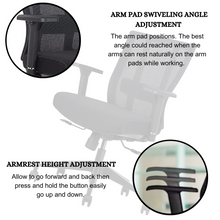 Load image into Gallery viewer, GM Seating Bitchair Ergonomic Mesh Office Chair - Adjustable Lumbar Support Computer Desk Chair with Height Adjustable Arms - Seat Depth Adjustable Executive Office Chair -  (Black)