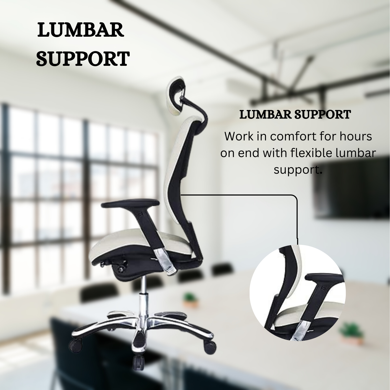 White ergonomic leather chair by gm seating Clearance