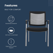 Load image into Gallery viewer, Ergonomic Executive Office Chair &amp; Mesh Stacking Chairs with Armrests Fabric Seats Ideal for Guest Waiting Room Lobby Reception &amp; Meeting Conference Room - Pack of 1