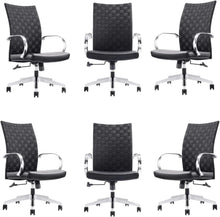 Load image into Gallery viewer, Weeve Conference Room Chairs - High Back Adjustable Swivel Desk Chair for Home or Office - Leather Office Chair with Aluminum Arms &amp; Base, Ergonomic Design, Comfortable Seating – Black