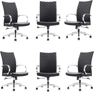 Weeve Conference Room Chairs - High Back Adjustable Swivel Desk Chair for Home or Office - Leather Office Chair with Aluminum Arms & Base, Ergonomic Design, Comfortable Seating – Black