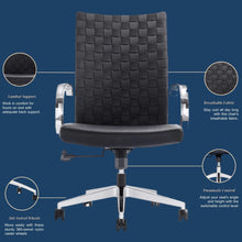 Load image into Gallery viewer, Weeve Conference Room Chairs - High Back Adjustable Swivel Desk Chair for Home or Office - Leather Office Chair with Aluminum Arms &amp; Base, Ergonomic Design, Comfortable Seating – Black