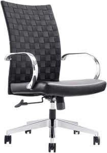 Weeve Conference Room Chairs - High Back Adjustable Swivel Desk Chair for Home or Office - Leather Office Chair with Aluminum Arms & Base, Ergonomic Design, Comfortable Seating – Black