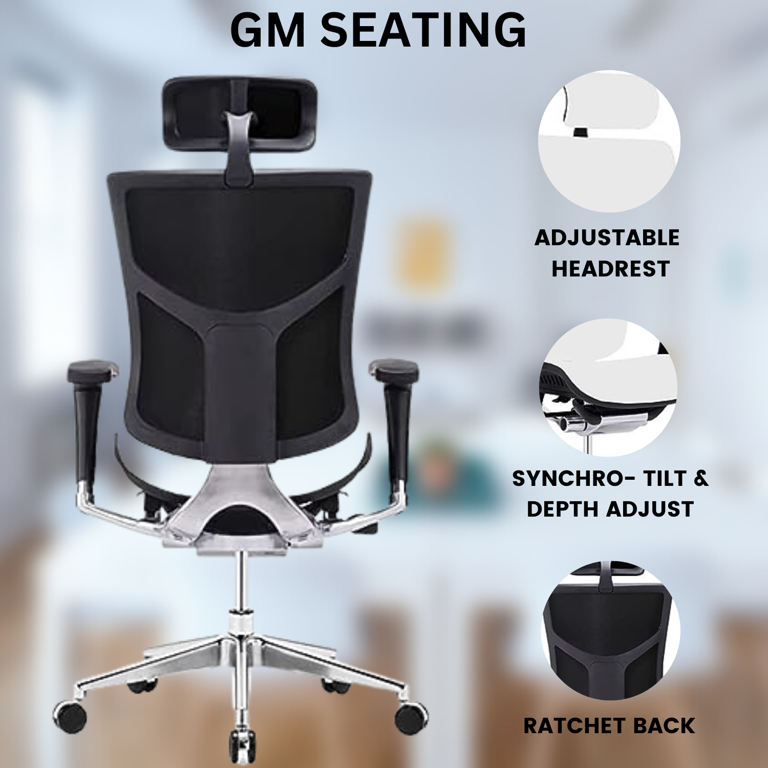 Ergonomic Office Chair Mesh - Seat Depth Adjustable Home Office