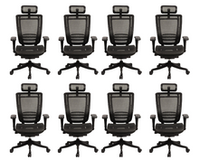 Load image into Gallery viewer, GM Seating Enklave Ergonomic Office Chair - Mesh Hi Back Executive Desk Chair - Adjustable Lumber support &amp; Armrest - Black Base with Headrest &amp; Seat Slide - Modern Comfortable Desk Chair for Home and Office – Black