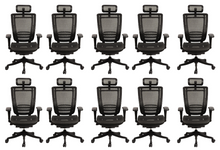 Load image into Gallery viewer, GM Seating Enklave Ergonomic Office Chair - Mesh Hi Back Executive Desk Chair - Adjustable Lumber support &amp; Armrest - Black Base with Headrest &amp; Seat Slide - Modern Comfortable Desk Chair for Home and Office – Black