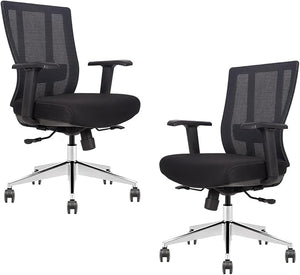 GM Seating Bitchair Ergonomic Mesh Office Chair - Adjustable Lumbar Support Computer Desk Chair with Height Adjustable Arms - Seat Depth Adjustable Executive Office Chair -  (Black)