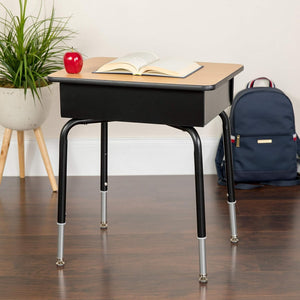 GM Seating Student Desk With Open Front Matel Book Box - Natural