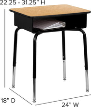 Load image into Gallery viewer, GM Seating Student Desk With Open Front Matel Book Box - Natural