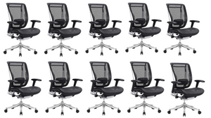 GM Seating Enklave Ergonomic Office Chair - Mesh Hi Back Executive Desk Chair - Adjustable Lumber support & Backrest - Chrome Base with Headrest & Seat Slide - Modern Comfortable Desk Chair for Home and Office - Black