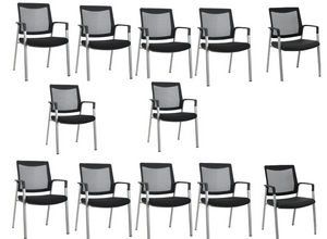 Ergonomic Executive Office Chair & Mesh Stacking Chairs with Armrests Fabric Seats Ideal for Guest Waiting Room Lobby Reception & Meeting Conference Room - Pack of 1