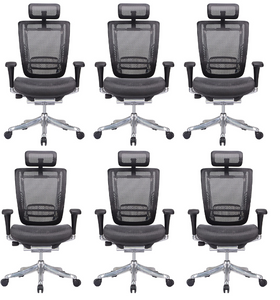 GM Seating Enklave XL Ergonomic Office Chair - Mesh Hi Back Executive Desk Chair - Adjustable Lumber support & headrest - Chrome Base with Headrest & Seat Slide - Modern Comfortable Desk Chair for Home and Office – Black