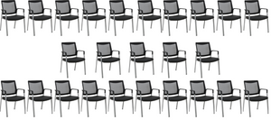 Ergonomic Executive Office Chair & Mesh Stacking Chairs with Armrests Fabric Seats Ideal for Guest Waiting Room Lobby Reception & Meeting Conference Room - Pack of 1