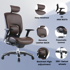 Leather ergonomic desk discount chair