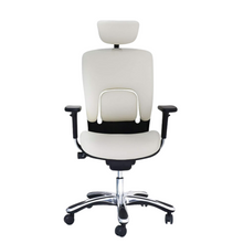 Load image into Gallery viewer, GM Seating Ergolux Genuine Leather Executive Office Chair - Lumbar Support, Modern Style Ergonomic Chair for Home Office - Comfortable Desk Chair with Headrest, Seat Slide, Ratchet Back, 3D Adjustable Armrest – White