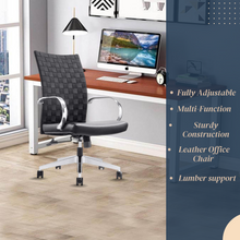 Load image into Gallery viewer, GM Seating Weeve Office Chair - High-Back Adjustable Swivel Desk Chair for Home or Office - Leather Executive Office Chair with Aluminum Arms &amp; Base - Black